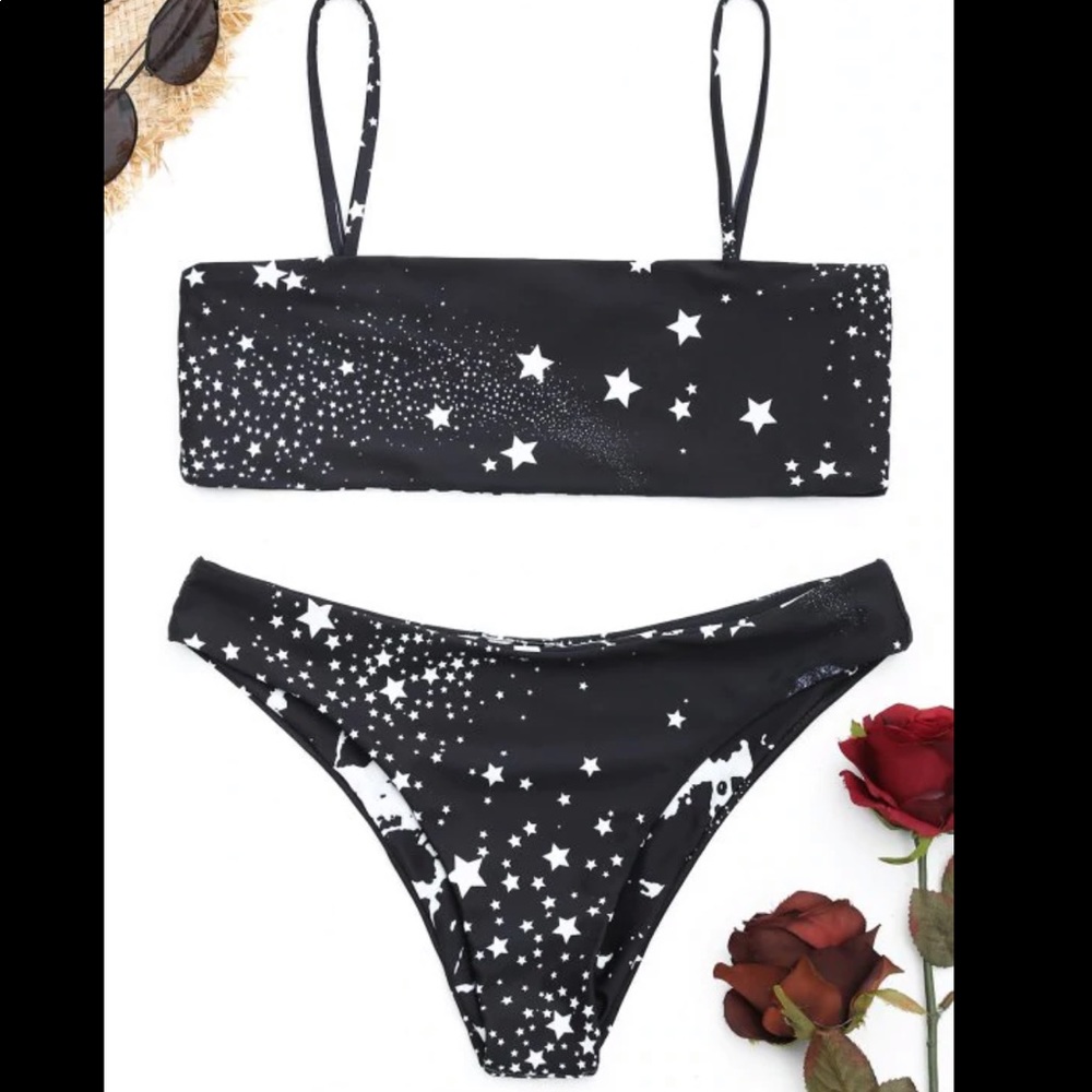 black and white star bikini